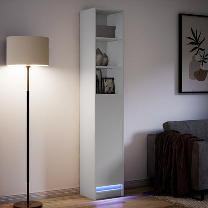 Příborník S Led Bílý 36 X 32,5 X 200 Cm Kompozitní Dřevo
