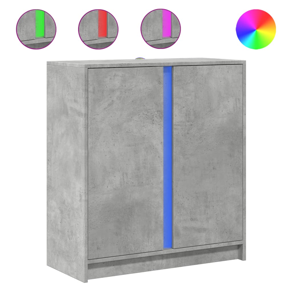 Příborník S Led Betonově Šedý 77 X 34 X 85 Cm Kompozitní Dřevo