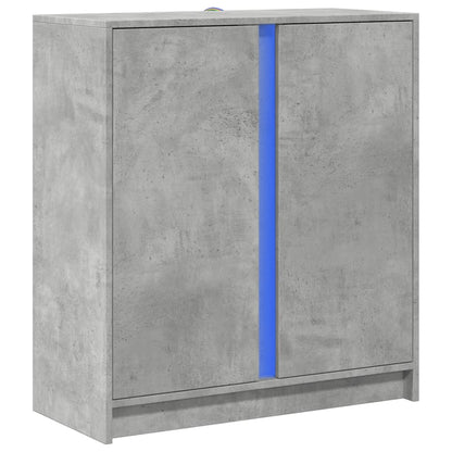 Příborník S Led Betonově Šedý 77 X 34 X 85 Cm Kompozitní Dřevo