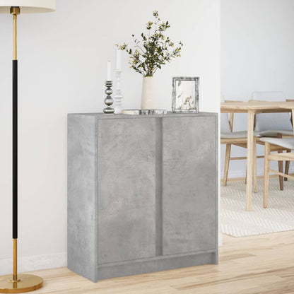 Příborník S Led Betonově Šedý 77 X 34 X 85 Cm Kompozitní Dřevo