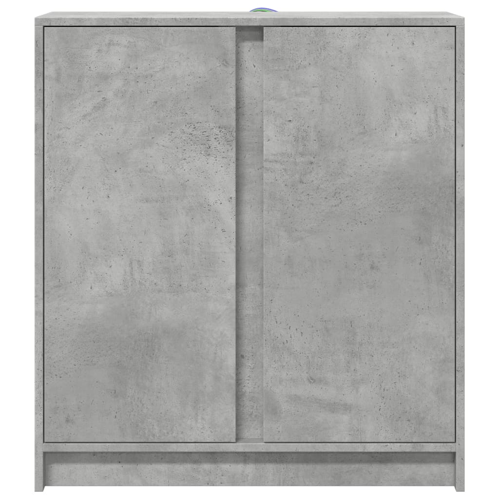 Příborník S Led Betonově Šedý 77 X 34 X 85 Cm Kompozitní Dřevo