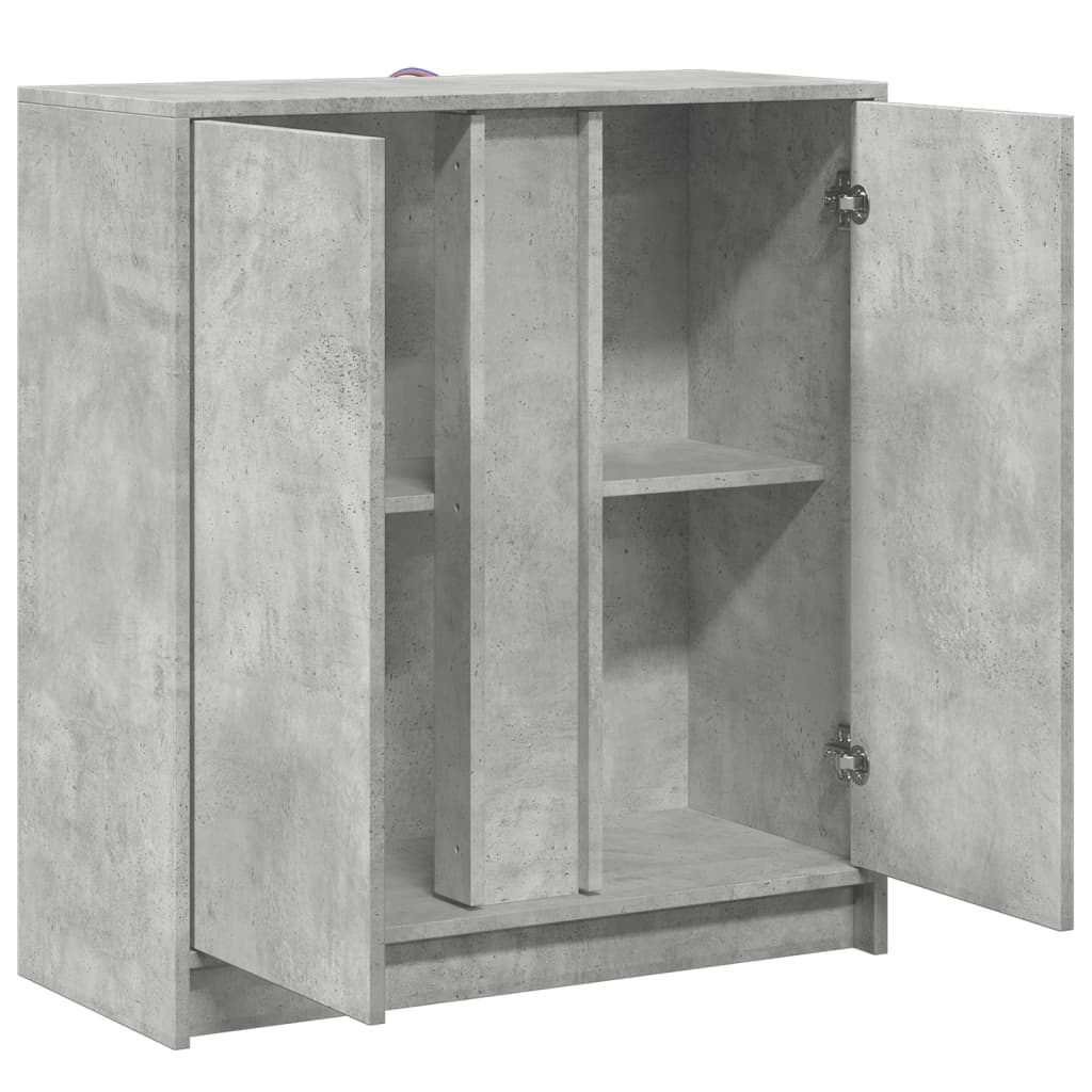 Příborník S Led Betonově Šedý 77 X 34 X 85 Cm Kompozitní Dřevo