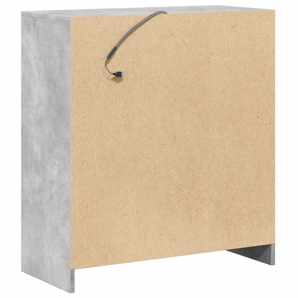 Příborník S Led Betonově Šedý 77 X 34 X 85 Cm Kompozitní Dřevo