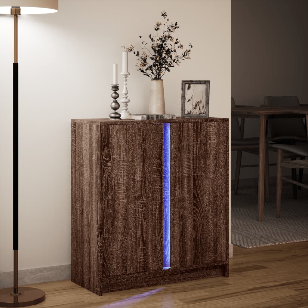 Příborník S Led 77 X 34 X 85 Cm Kompozitní Dřevo