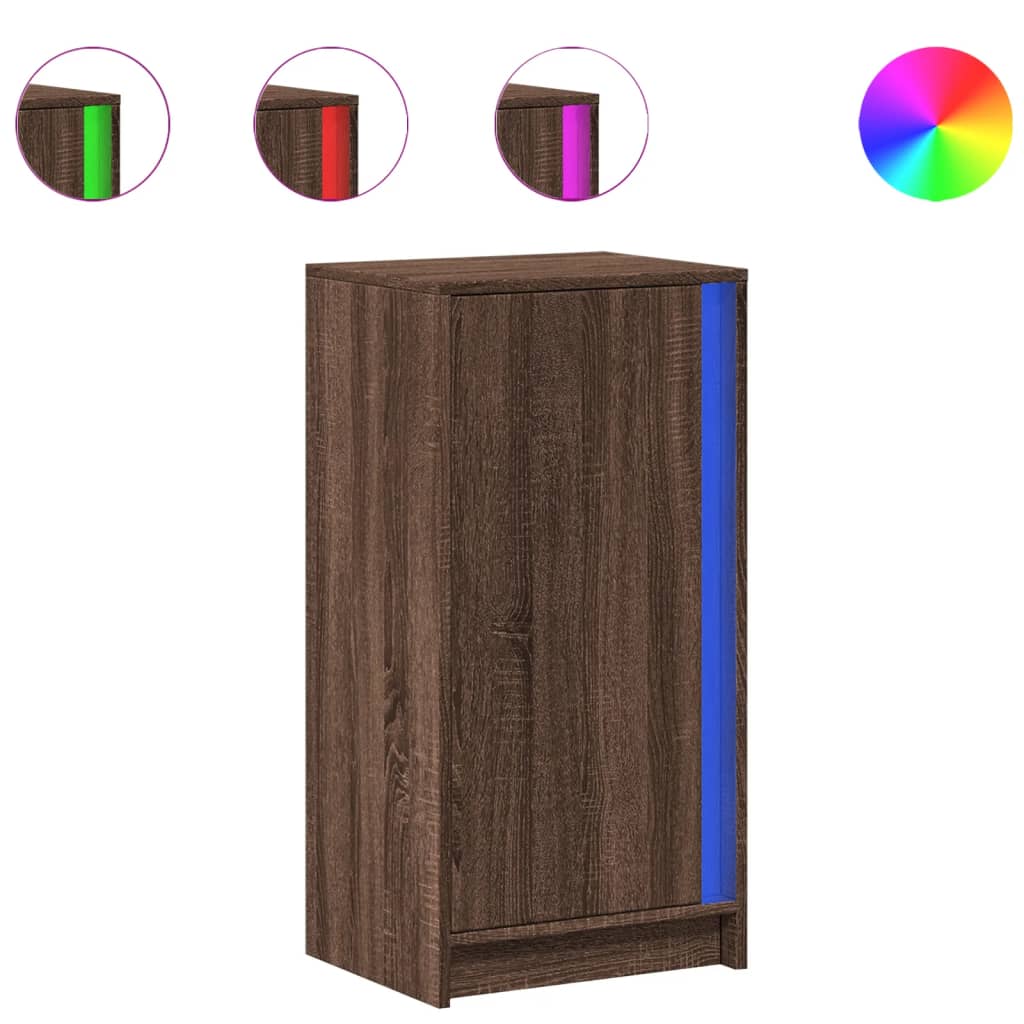 Příborník S Led Hnědý Dub 42,5 X 34 X 85 Cm Kompozitní Dřevo
