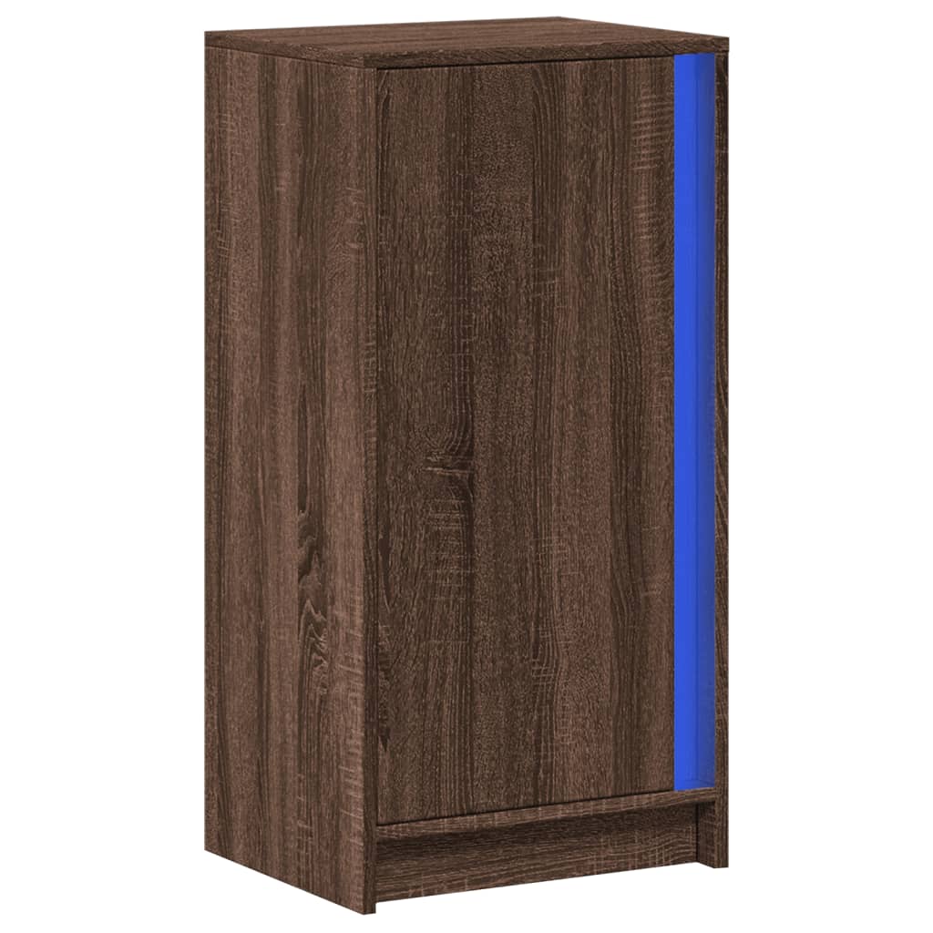 Příborník S Led Hnědý Dub 42,5 X 34 X 85 Cm Kompozitní Dřevo