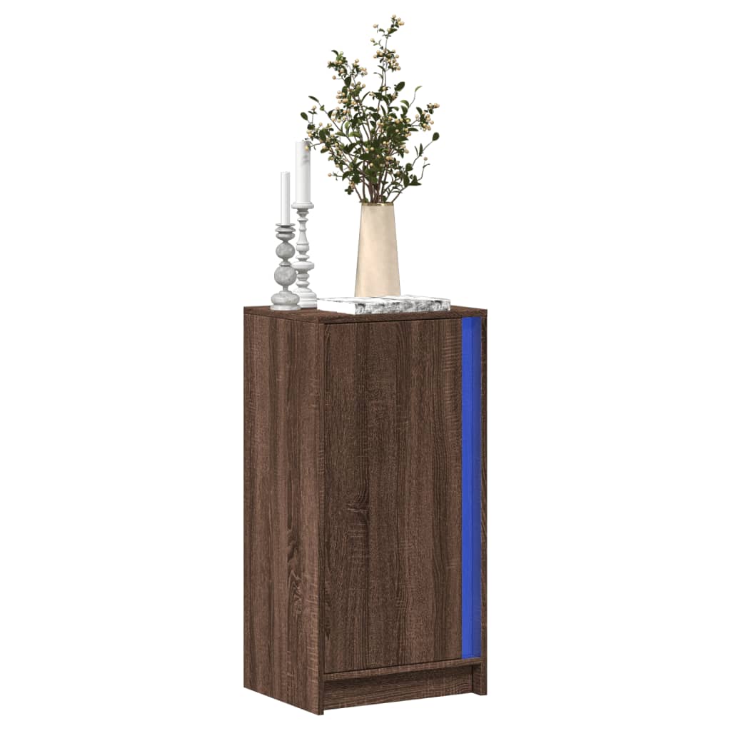 Příborník S Led Hnědý Dub 42,5 X 34 X 85 Cm Kompozitní Dřevo