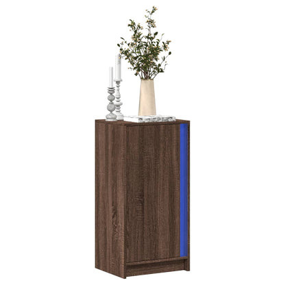 Příborník S Led Hnědý Dub 42,5 X 34 X 85 Cm Kompozitní Dřevo