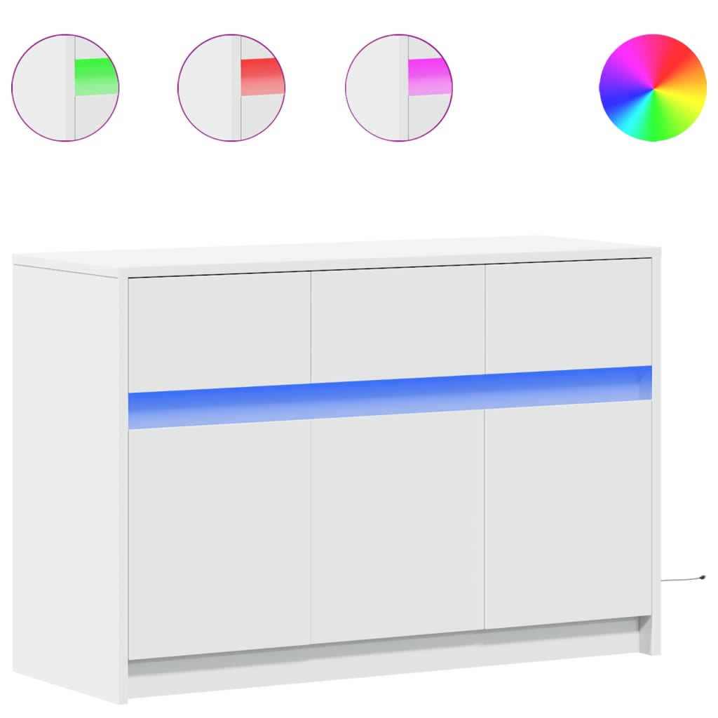 Tv Skříňka S Led Bílá 91 X 34 X 61 Cm Kompozitní Dřevo