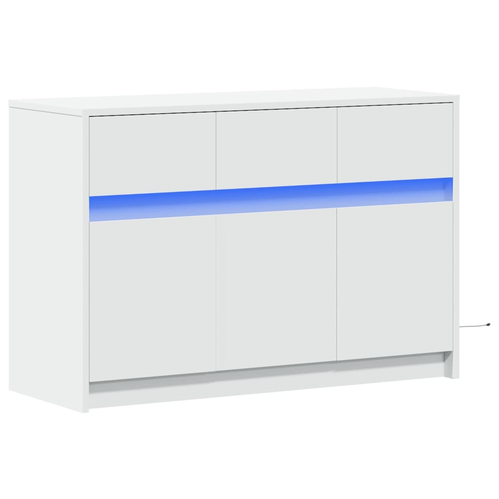 Tv Skříňka S Led Bílá 91 X 34 X 61 Cm Kompozitní Dřevo