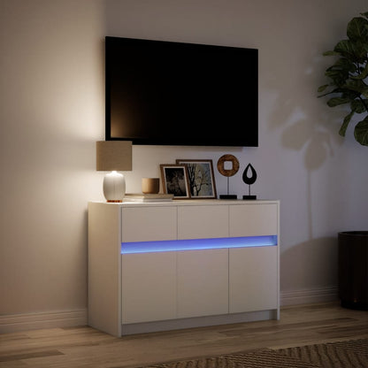 Tv Skříňka S Led Bílá 91 X 34 X 61 Cm Kompozitní Dřevo
