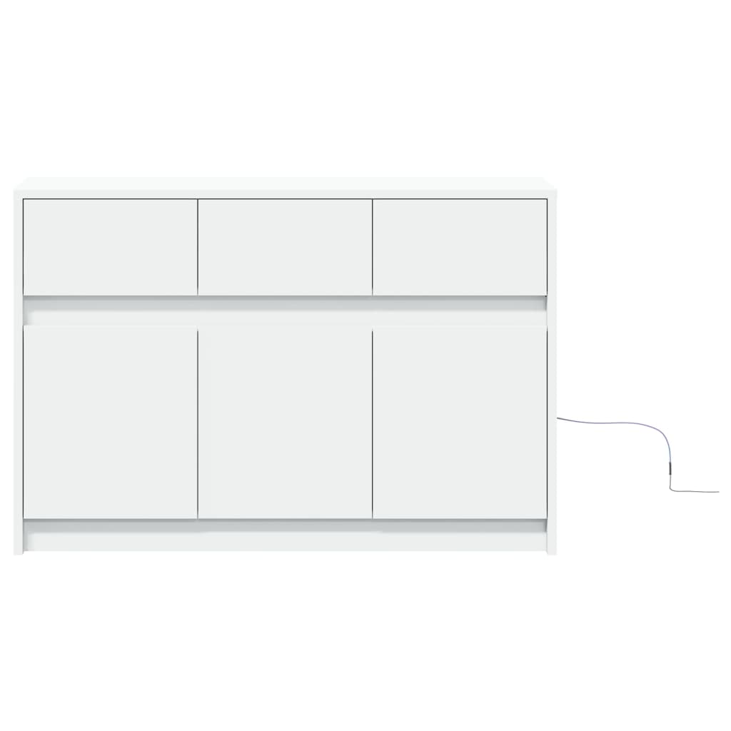 Tv Skříňka S Led Bílá 91 X 34 X 61 Cm Kompozitní Dřevo