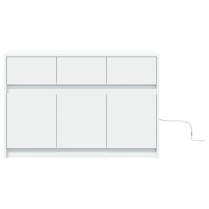 Tv Skříňka S Led Bílá 91 X 34 X 61 Cm Kompozitní Dřevo