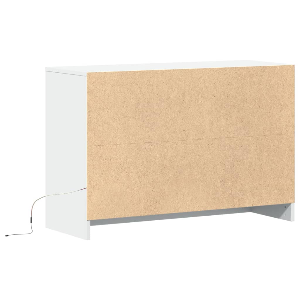 Tv Skříňka S Led Bílá 91 X 34 X 61 Cm Kompozitní Dřevo