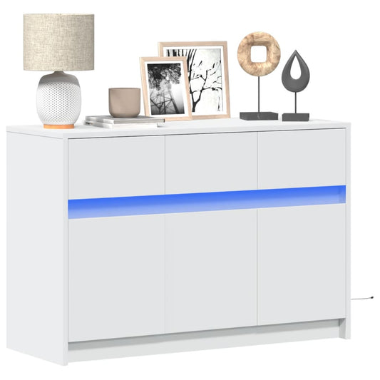 Tv Skříňka S Led Bílá 91 X 34 X 61 Cm Kompozitní Dřevo