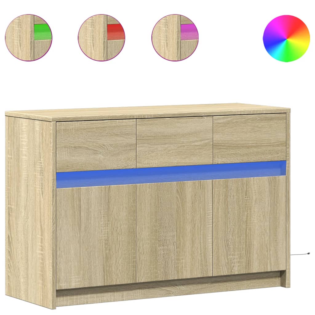 Tv Skříňka S Led 91 X 34 X 61 Cm Kompozitní Dřevo