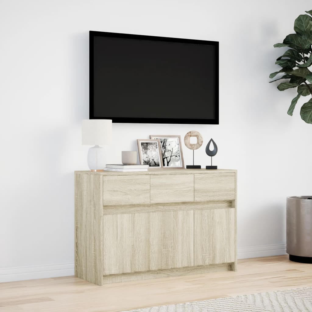 Tv Skříňka S Led 91 X 34 X 61 Cm Kompozitní Dřevo