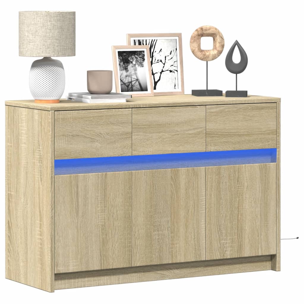 Tv Skříňka S Led 91 X 34 X 61 Cm Kompozitní Dřevo
