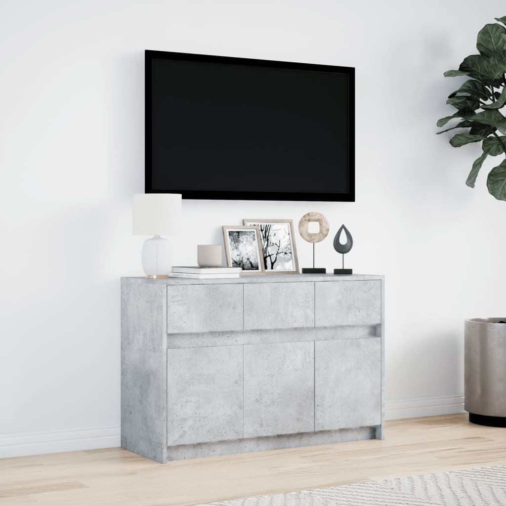 Tv Skříňka S Led Betonově Šedá 91 X 34 X 61 Cm Kompozitní Dřevo