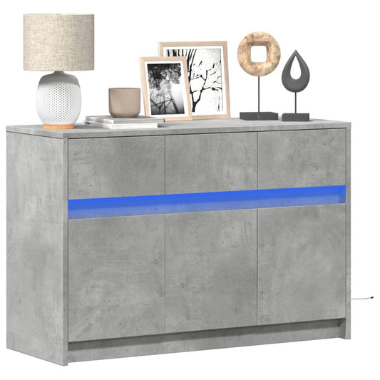 Tv Skříňka S Led Betonově Šedá 91 X 34 X 61 Cm Kompozitní Dřevo