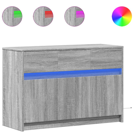 Tv Skříňka S Led Šedá Sonoma 91 X 34 X 61 Cm Kompozitní Dřevo