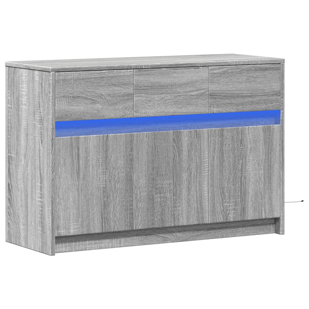 Tv Skříňka S Led Šedá Sonoma 91 X 34 X 61 Cm Kompozitní Dřevo