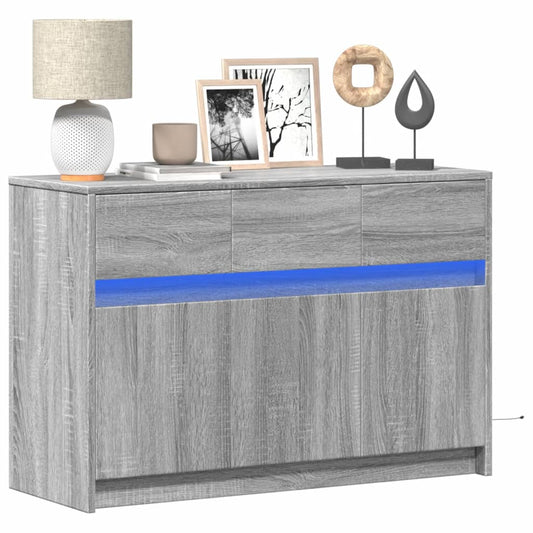 Tv Skříňka S Led Šedá Sonoma 91 X 34 X 61 Cm Kompozitní Dřevo