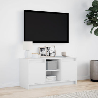 Tv Skříňka S Led Bílá 100 X 34 X 50 Cm Kompozitní Dřevo