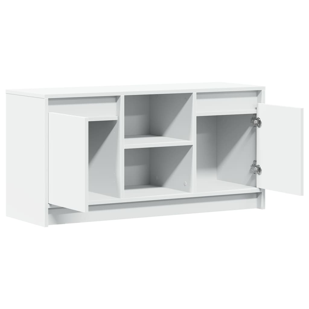 Tv Skříňka S Led Bílá 100 X 34 X 50 Cm Kompozitní Dřevo