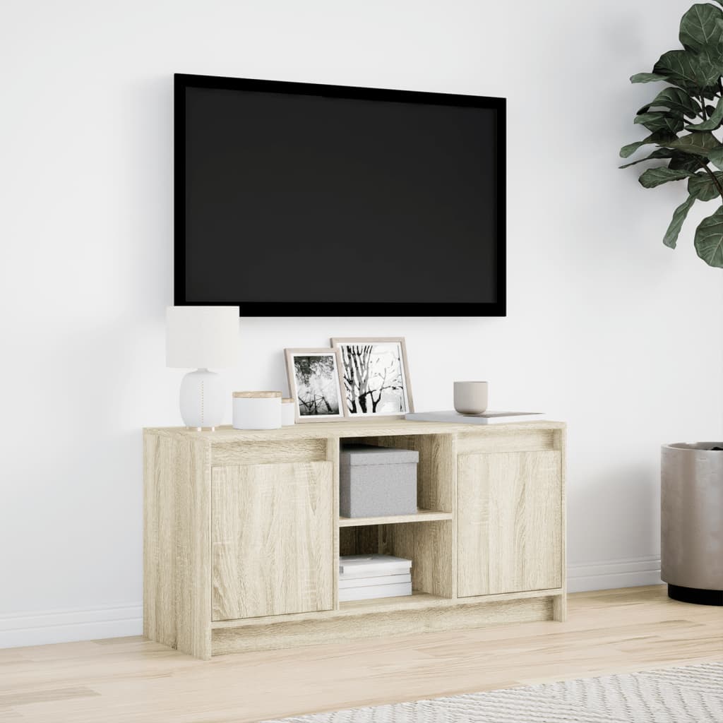 Tv Skříňka S Led Dub Sonoma 100 X 34 X 50 Cm Kompozitní Dřevo