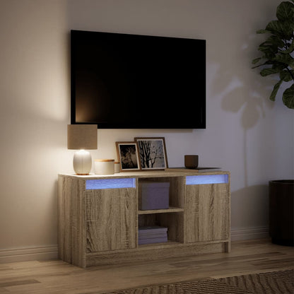 Tv Skříňka S Led Dub Sonoma 100 X 34 X 50 Cm Kompozitní Dřevo