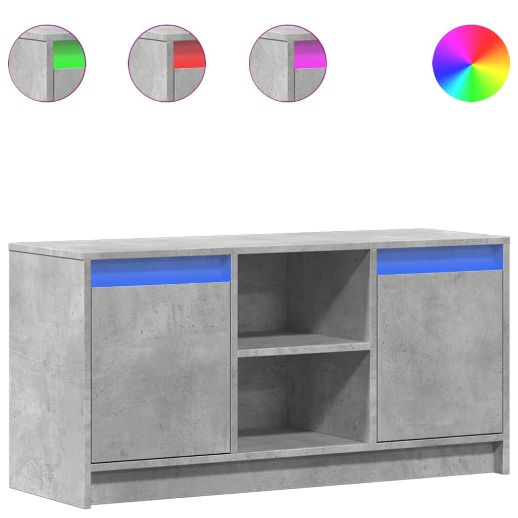 Tv Skříňka S Led Betonově Šedá 100X34X50 Cm Kompozitní Dřevo