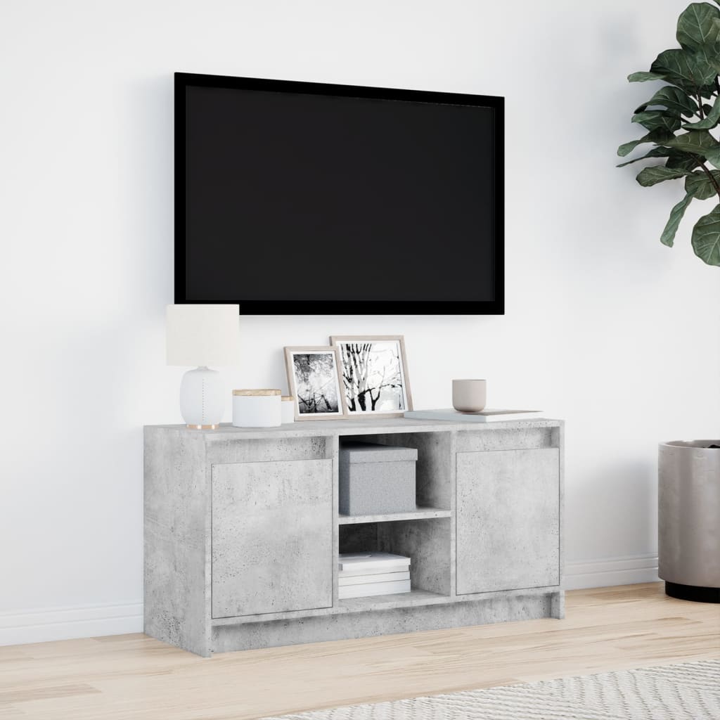Tv Skříňka S Led Betonově Šedá 100X34X50 Cm Kompozitní Dřevo