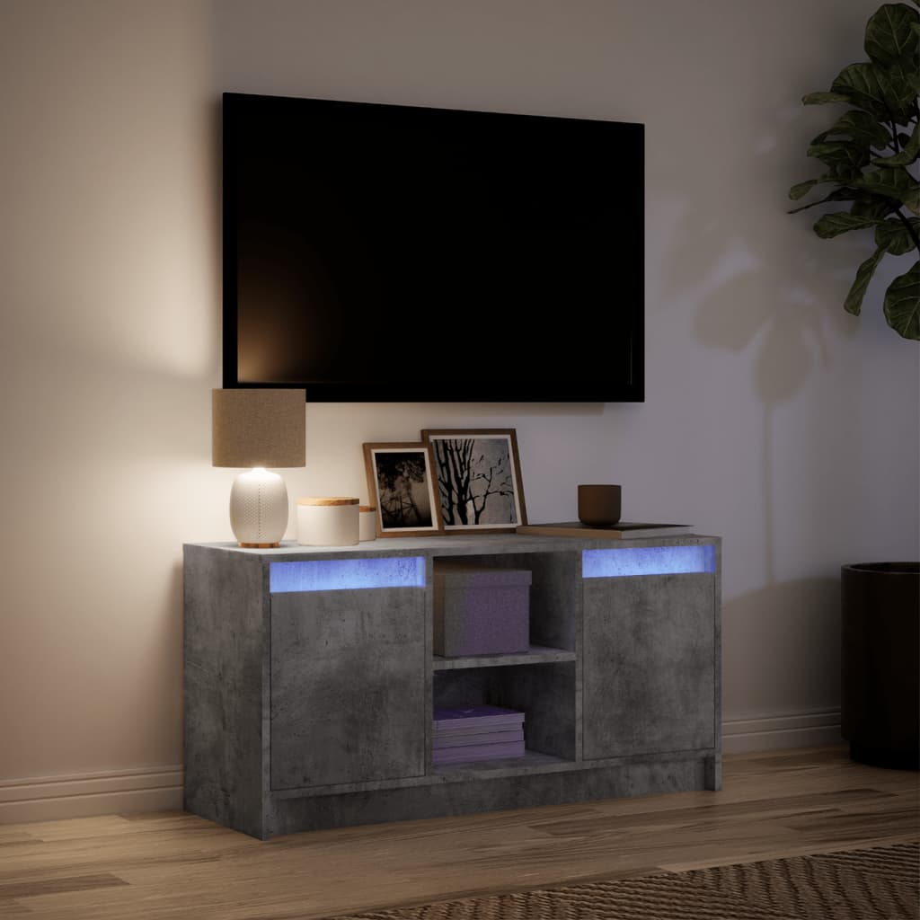 Tv Skříňka S Led Betonově Šedá 100X34X50 Cm Kompozitní Dřevo