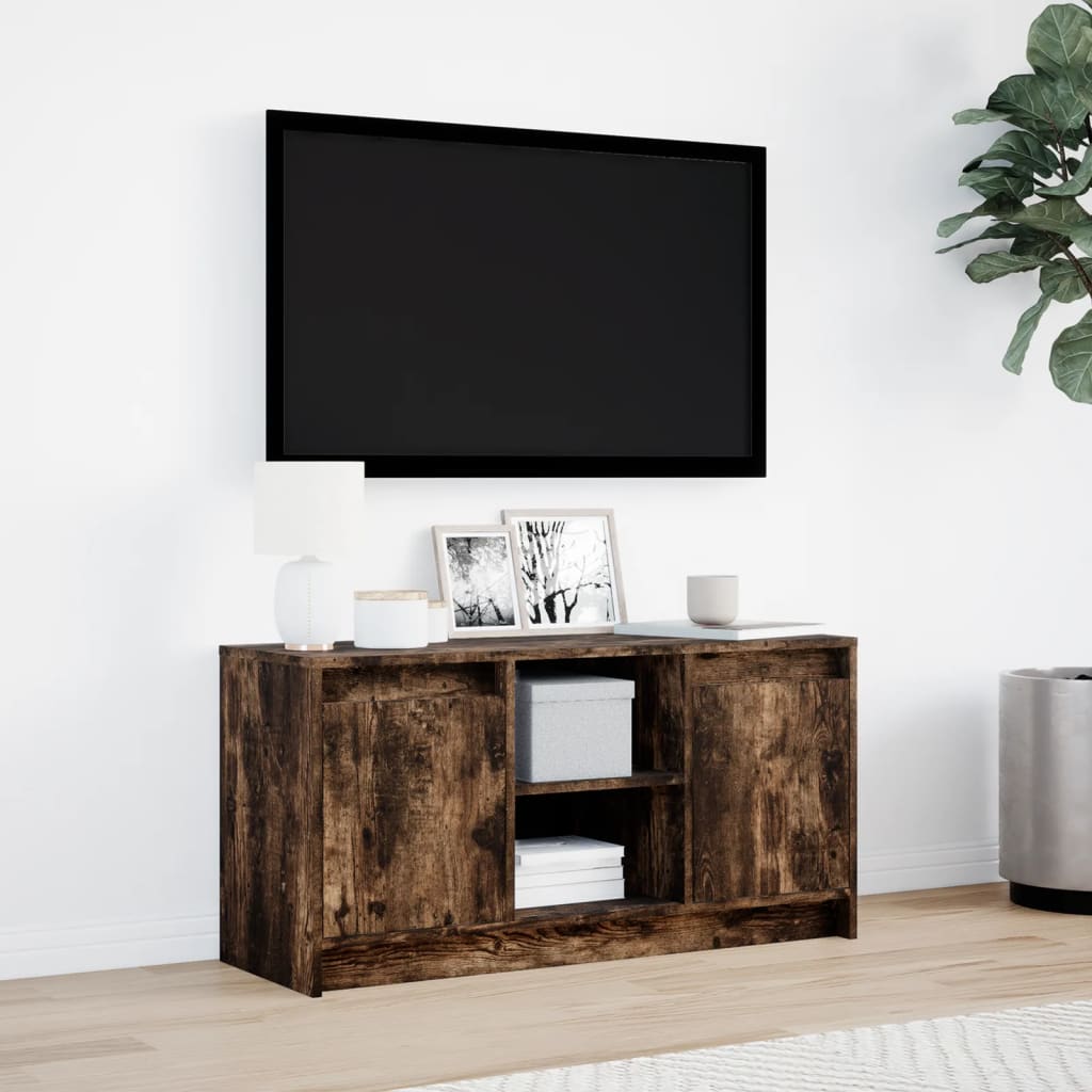 Tv Skříňka S Led Kouřový Dub 100 X 34 X 50 Cm Kompozitní Dřevo