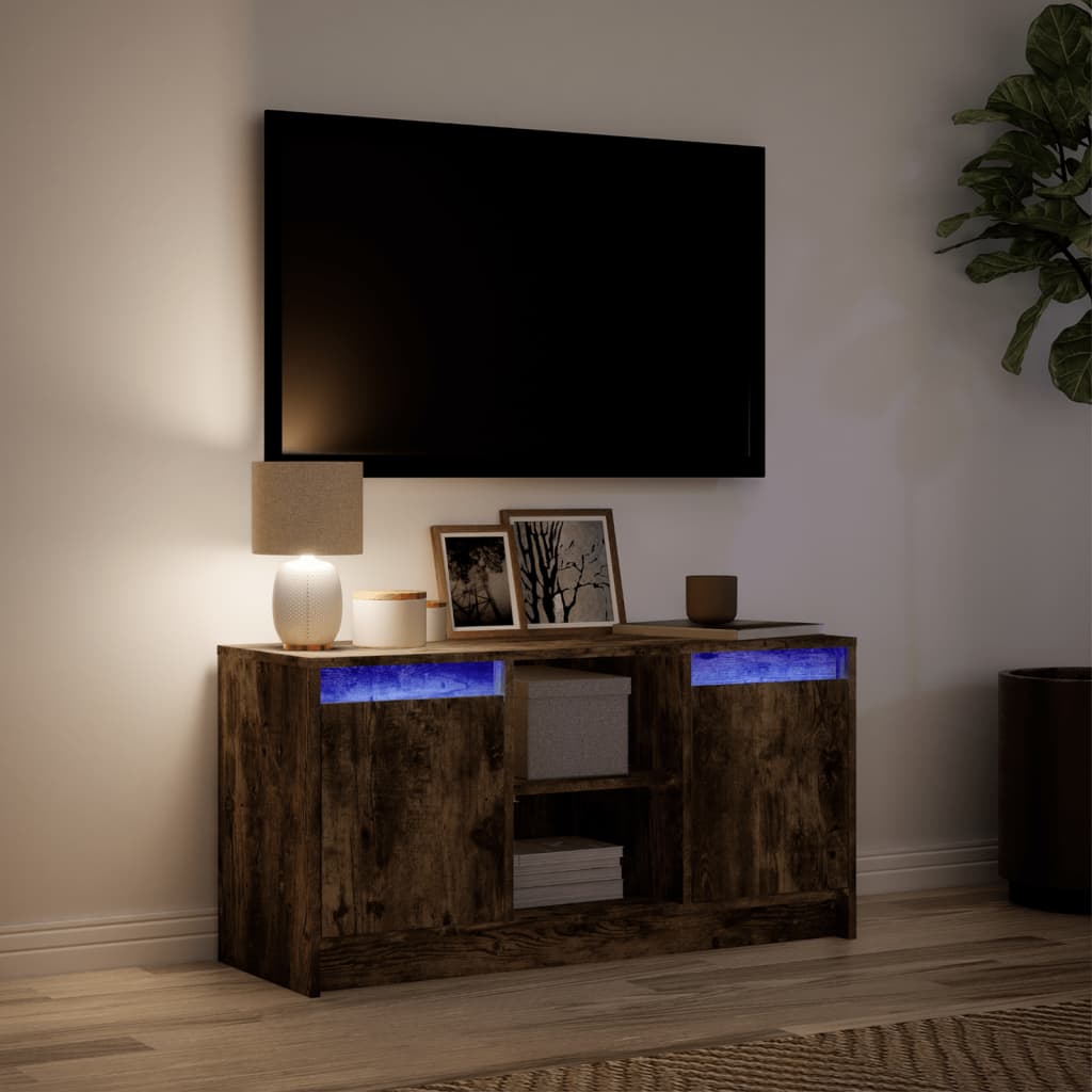 Tv Skříňka S Led Kouřový Dub 100 X 34 X 50 Cm Kompozitní Dřevo
