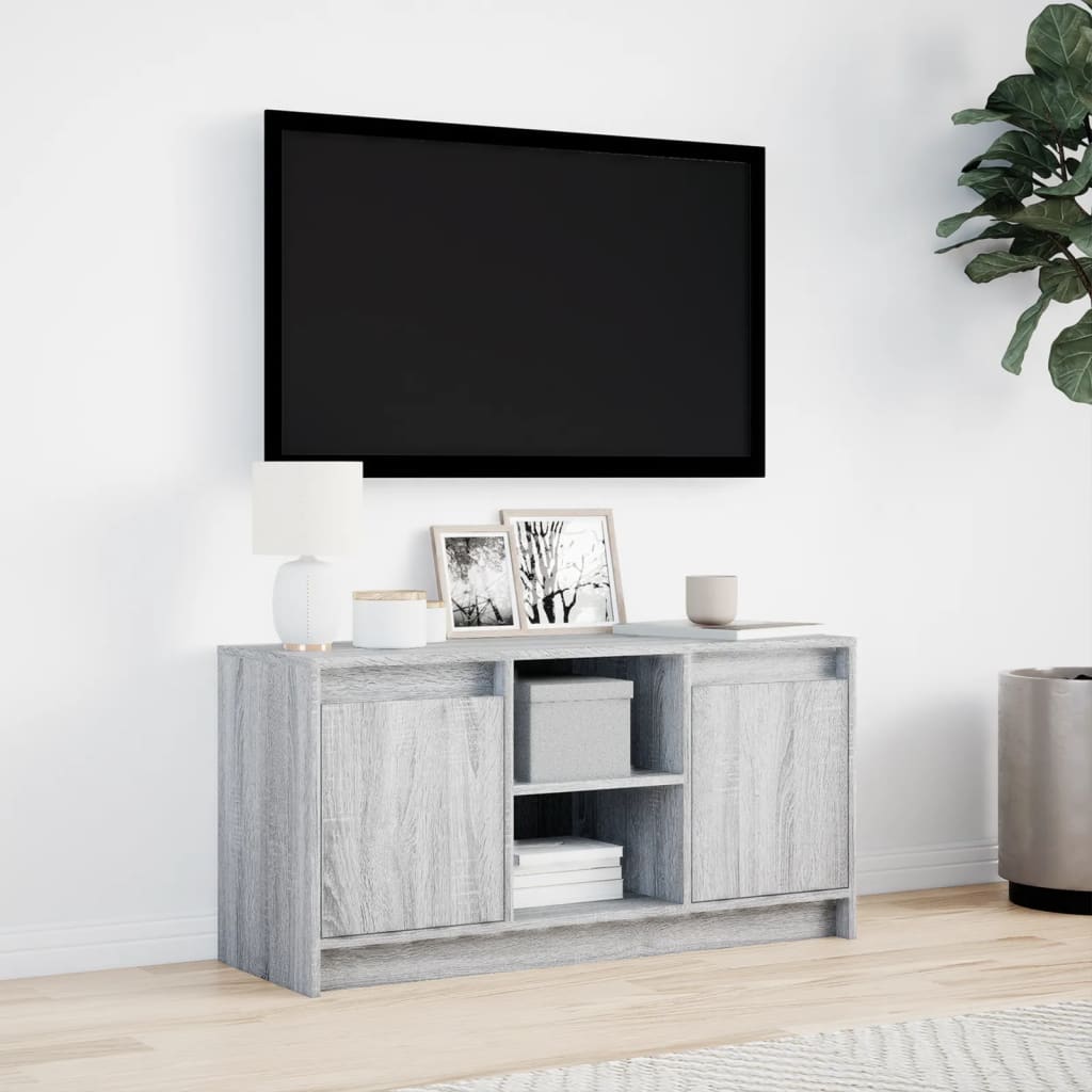 Tv Skříňka S Led Šedá Sonoma 100 X 34 X 50 Cm Kompozitní Dřevo