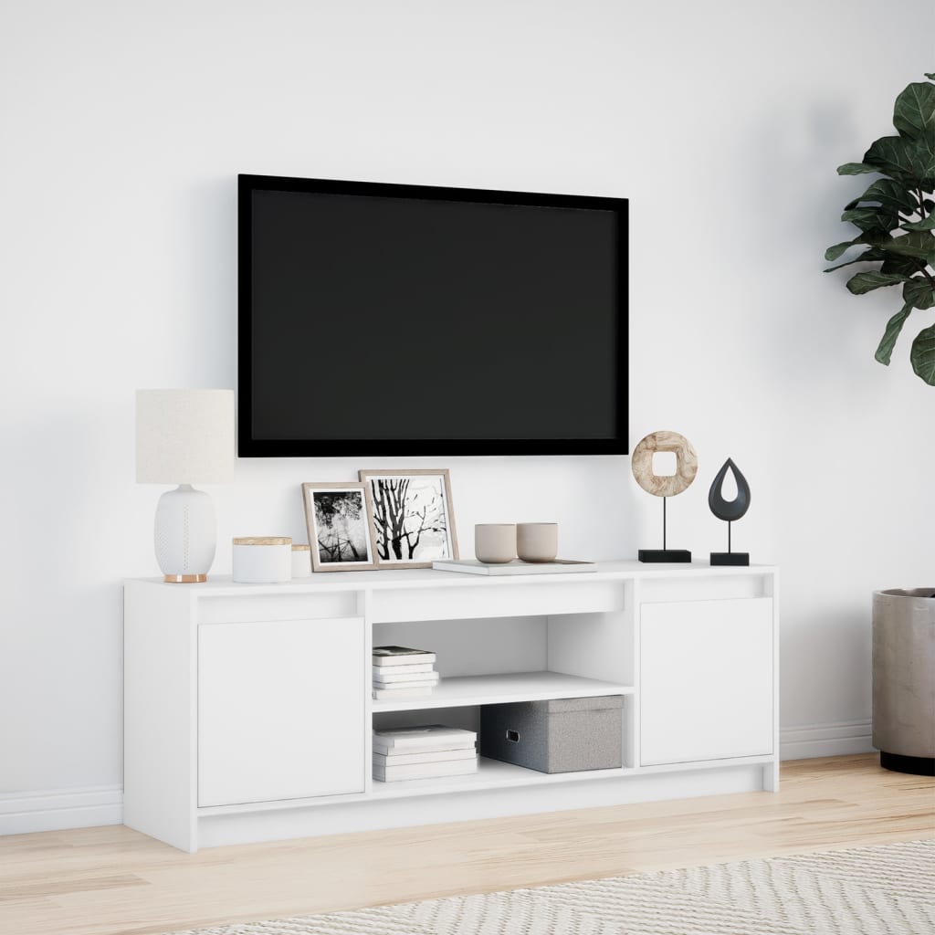 Tv Skříňka S Led Bílá 139,5 X 34 X 50 Cm Kompozitní Dřevo