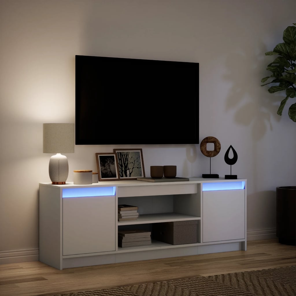 Tv Skříňka S Led Bílá 139,5 X 34 X 50 Cm Kompozitní Dřevo