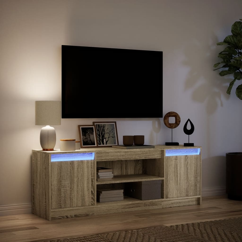 Tv Skříňka S Led Dub Sonoma 139,5 X 34 X 50 Cm Kompozitní Dřevo