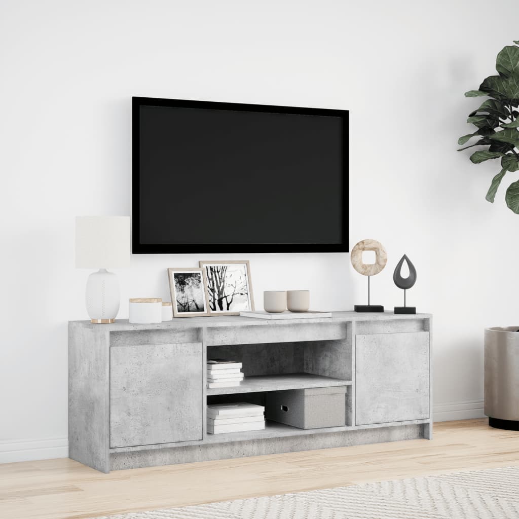 Tv Skříňka S Led Betonově Šedá 139,5X34X50 Cm Kompozitní Dřevo