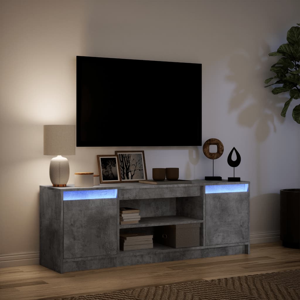 Tv Skříňka S Led Betonově Šedá 139,5X34X50 Cm Kompozitní Dřevo