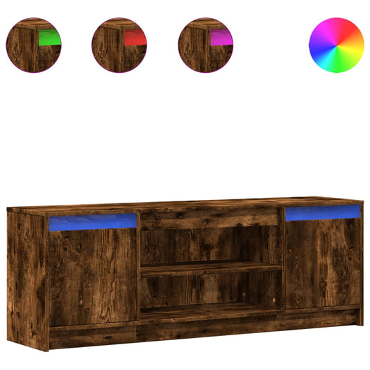Tv Skříňka S Led Kouřový Dub 139,5X34X50 Cm Kompozitní Dřevo