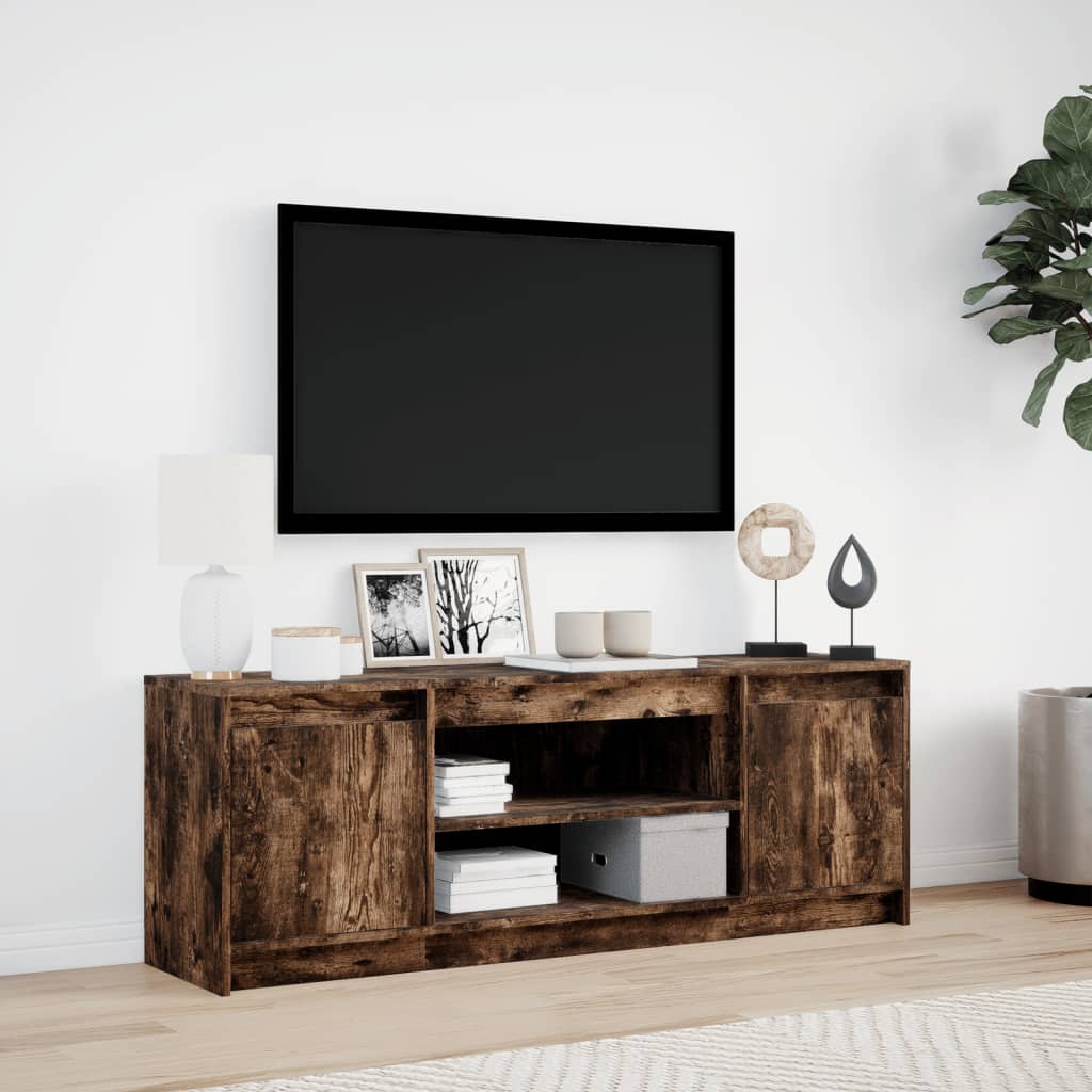 Tv Skříňka S Led Kouřový Dub 139,5X34X50 Cm Kompozitní Dřevo