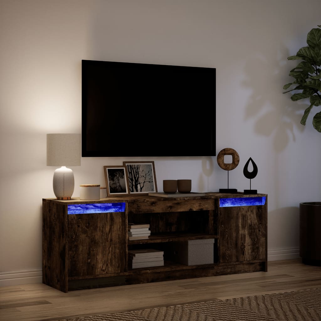 Tv Skříňka S Led Kouřový Dub 139,5X34X50 Cm Kompozitní Dřevo