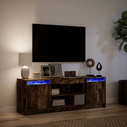 Tv Skříňka S Led Kouřový Dub 139,5X34X50 Cm Kompozitní Dřevo