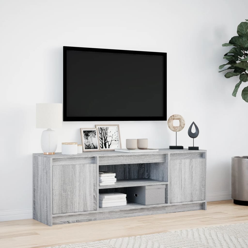 Tv Skříňka S Led Šedá Sonoma 139,5X34X50 Cm Kompozitní Dřevo
