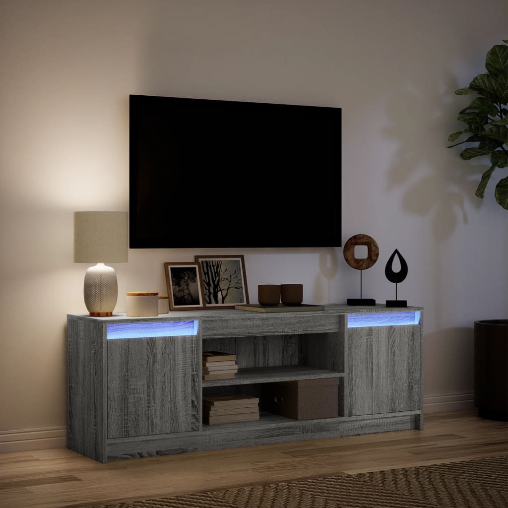 Tv Skříňka S Led Šedá Sonoma 139,5X34X50 Cm Kompozitní Dřevo
