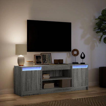 Tv Skříňka S Led Šedá Sonoma 139,5X34X50 Cm Kompozitní Dřevo