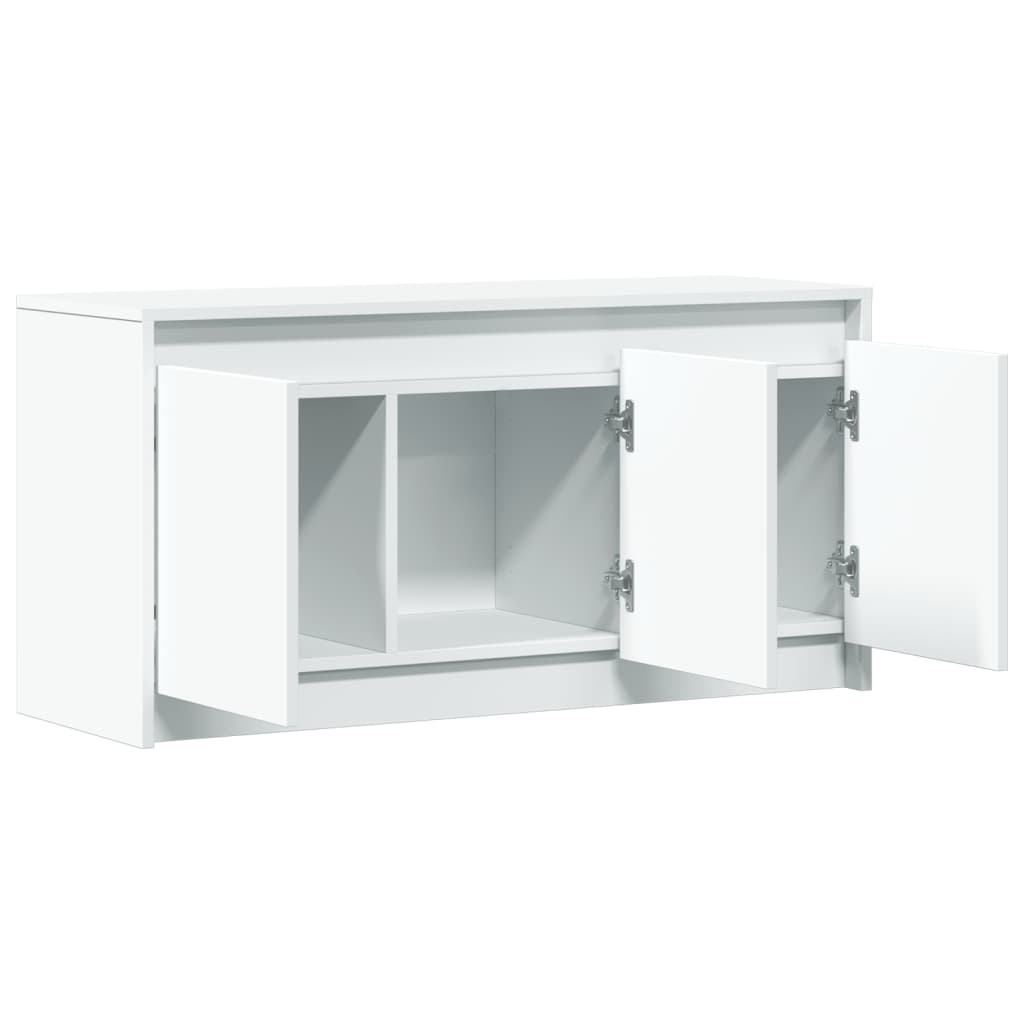 Tv Skříňka S Led Bílá 100 X 34 X 50 Cm Kompozitní Dřevo